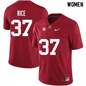 NCAA Women's Alabama Crimson Tide #37 Jonathan Rice Stitched College Nike Authentic Crimson Football Jersey NK17V44CQ